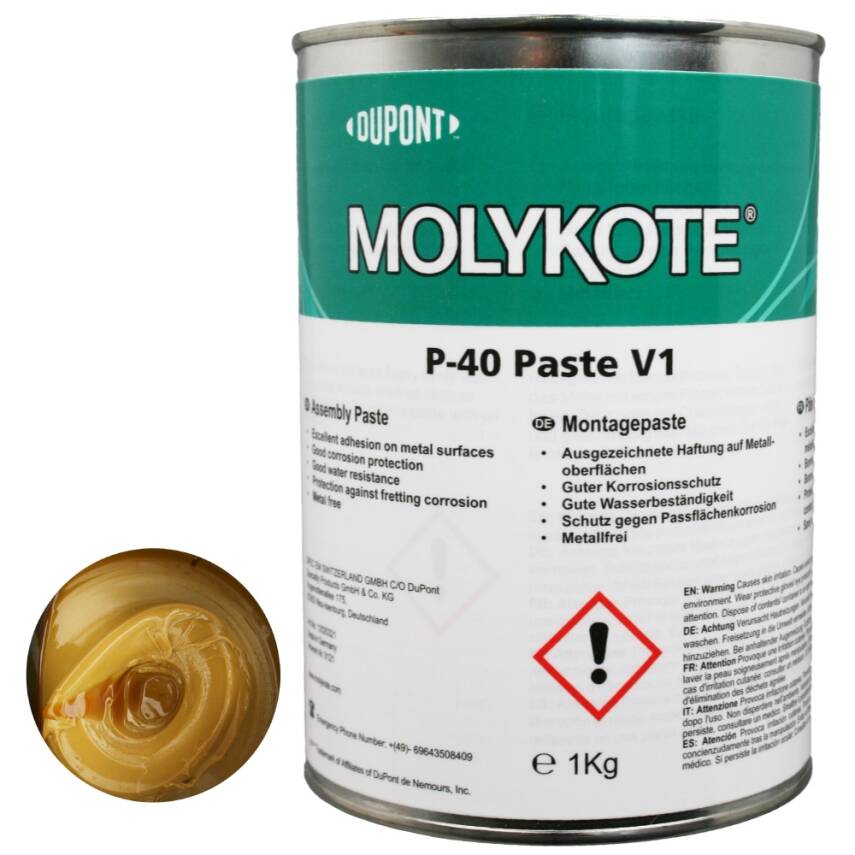 DuPont™ MOLYKOTE® P-40 Paste V1 – Non-Metallic Adhesive Assembly Grease | Water & Corrosion Resistant – 1 KG - 1