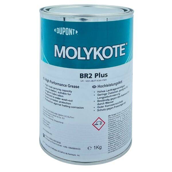 DuPont MOLYKOTE BR-2 Plus High Performance Grease – Long-Life Heavy-Duty Bearing Grease with High Wear Resistance – 1 KG - 1